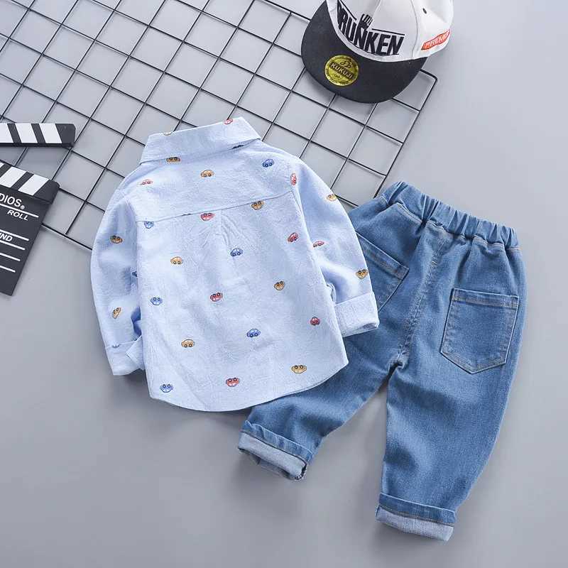 Clothing Sets 2023 New Spring Autumn Toddler Boys Clothing Set Cartoon Car Lapel Shirt + Pants 2Pcs Suit For Kids Children Casual Outfit