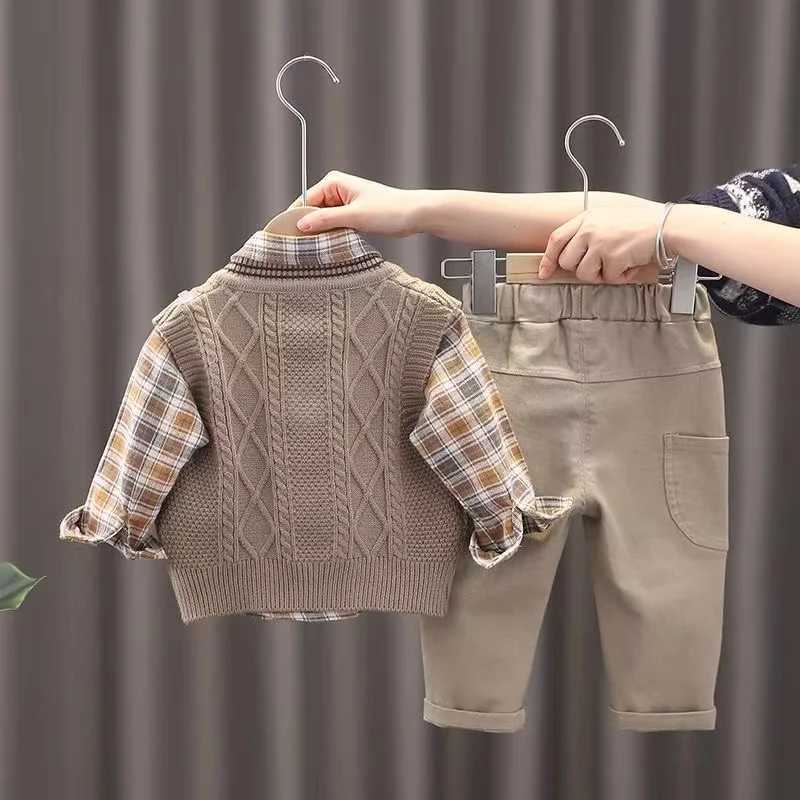 Clothing Sets Sets For Children Autumn New Three Piece Childrens Suit Vest+shirt Top+ Jeans 3 Piece Baby Suit Korean Version Kids Outfits