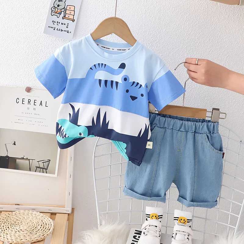 Clothing Sets 2023 Summer Baby Boys Girls Cotton Clothing Sets Children Fashion Cartoon T Shirt + Shorts Suit Toddle Kids Infant Casual Outfit