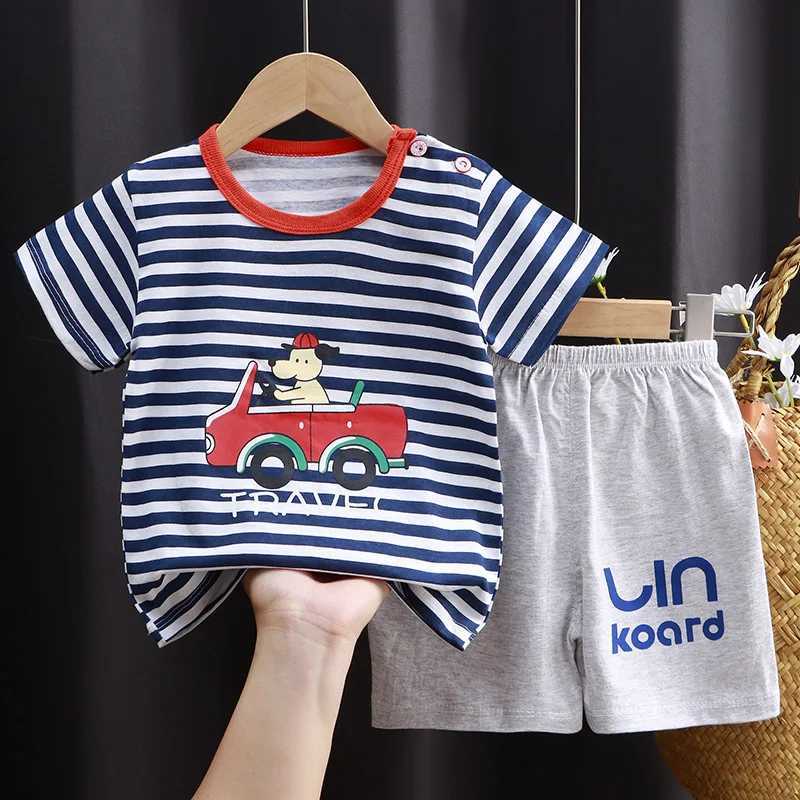 Clothing Sets Boys T-shirt and Shorts Set Pure Cotton Girls Summer Clothing Boys T-shirt for 110-130cm Tall Kids 100% Cotton 2-5Y KIDS