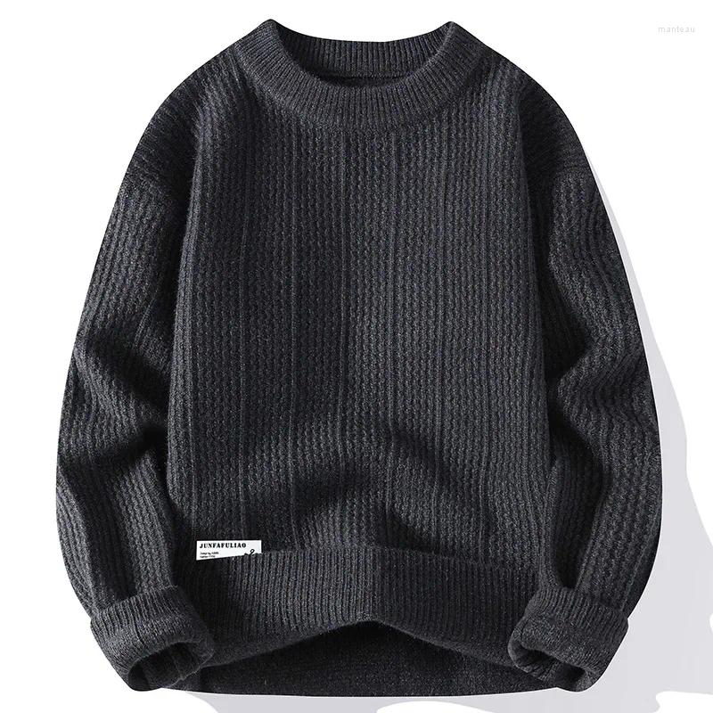 Men's Sweaters 2024 Autumn Knitted Sweater Base Layer Top Round Neck Home Casual Coat Line Clothes Sweatshirt