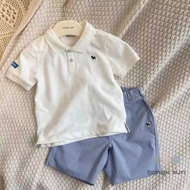 Clothing Sets Childrens Summer Set New Korean Edition Boys and Girls Pure Cotton Short Sleeve T-shirt Shorts 2 Piece Set