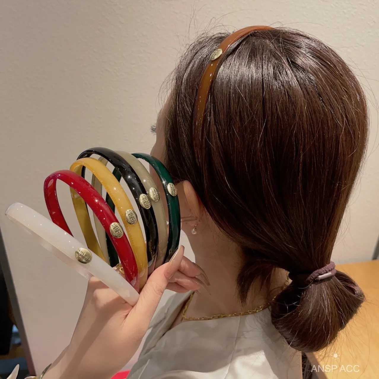 Headbands Gold Label Acrylic Korean Hair Accessories Boutique Multi-coloured Acetate Plastic Hair Hoops for Women Simple Popular Headbands