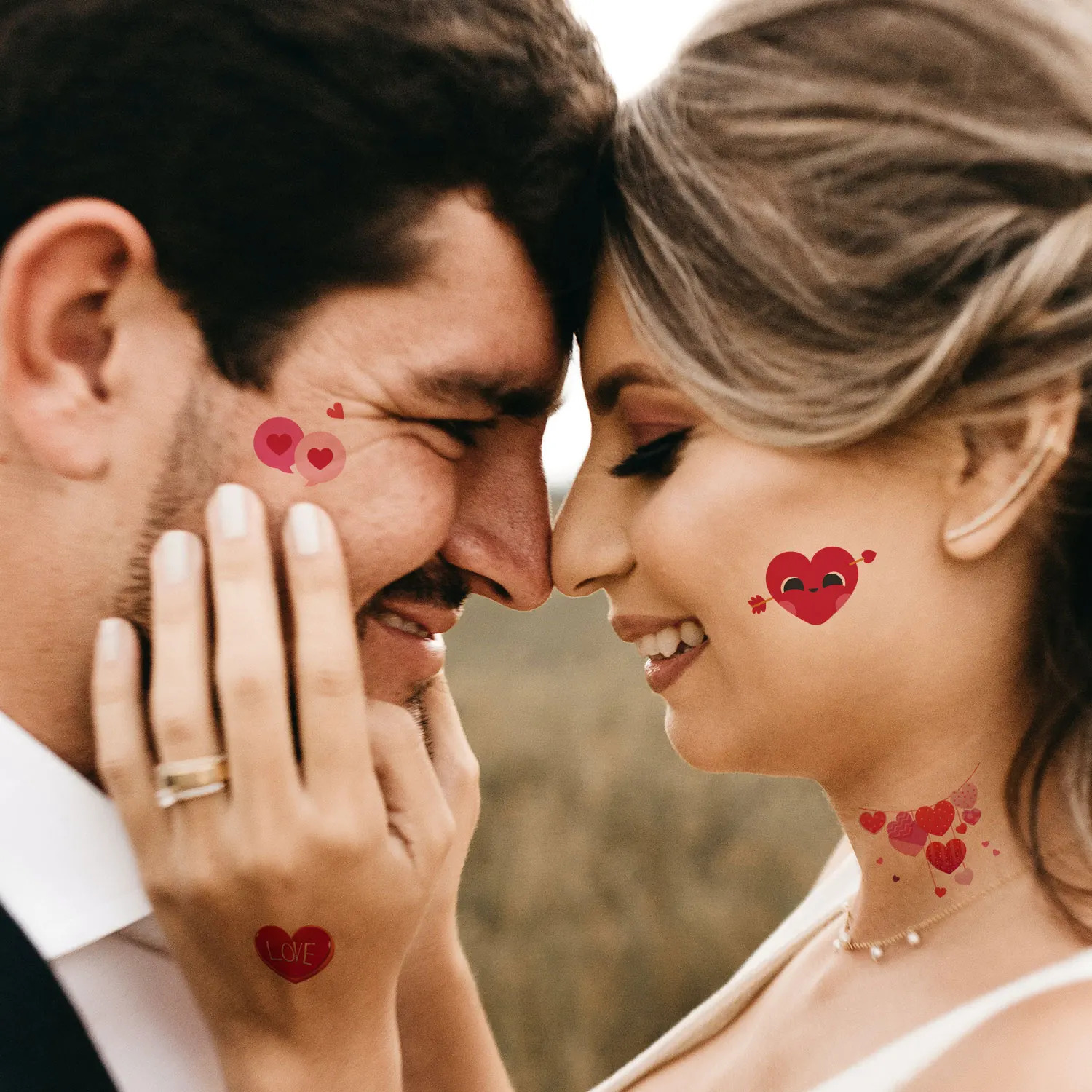 10 Valentines Day collection love letters heart-shaped cake gift patterns temporary tattoo stickers 240705