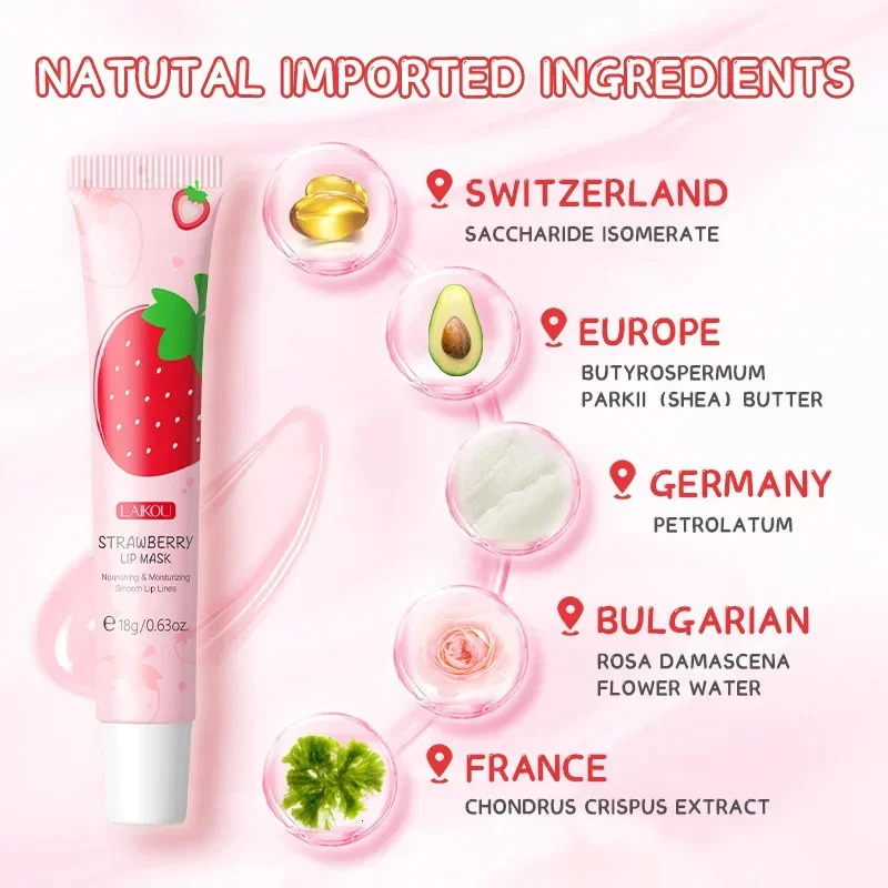 Strawberry Lip Mask Fade Lip Fines Dark Smoke Lip Balm Melanin Bleaching Serum Moisturizing Korean Cosmetics 240705