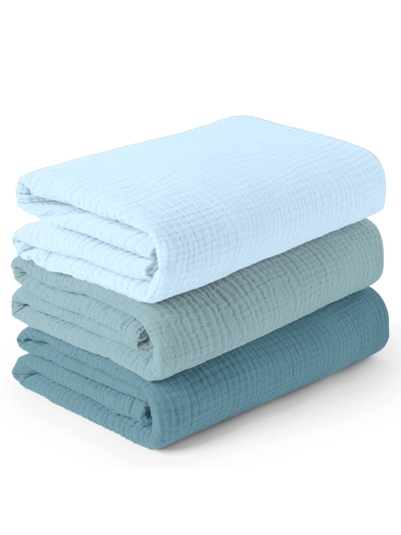 3PCSset Soft Breathable born Baby Receiving Blanket Muslin Swaddle Blankets 240703