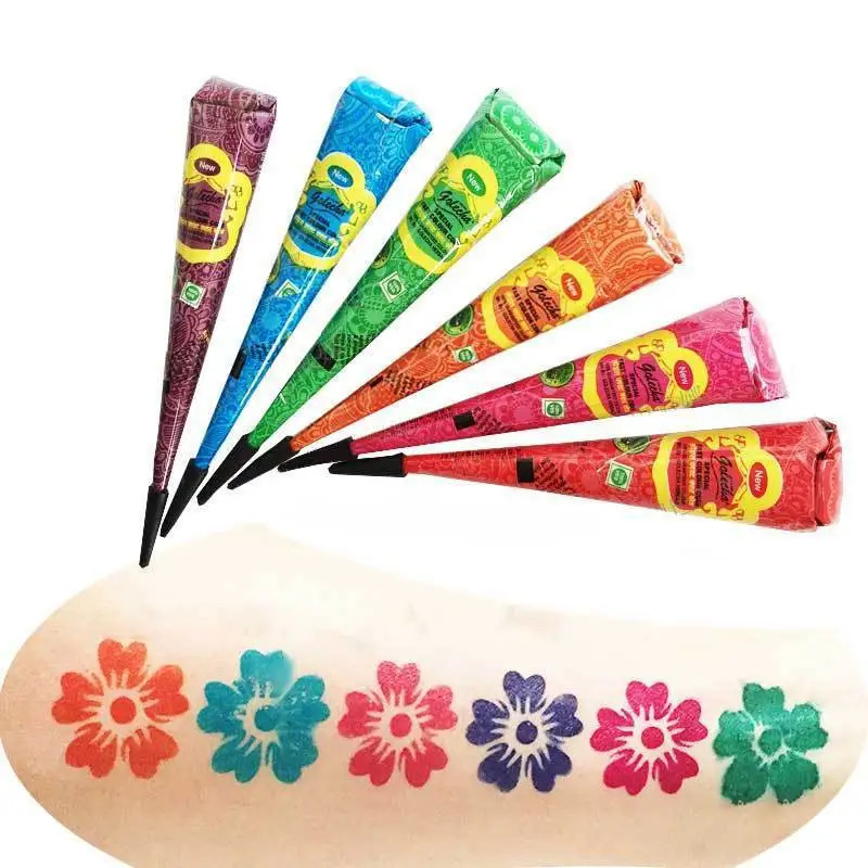 1 piece of 25g multi-color Indian GOLECHA henna cone tattoo cream for temporary tattoo stickers body painting cream cone DIY painting 240705