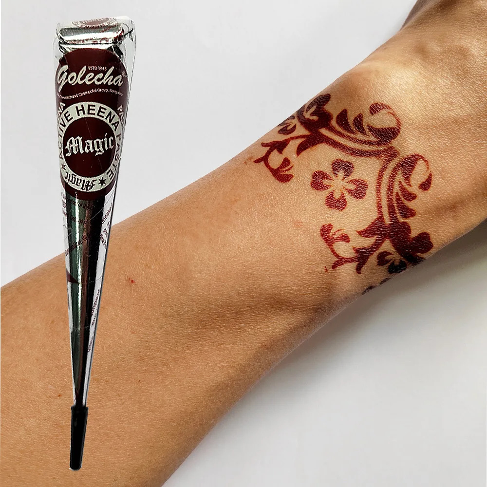 nail pattern body cream in black and red natural temporary henna cone India temporary DIY tattoo stickers body stickers arm paint cone 240705