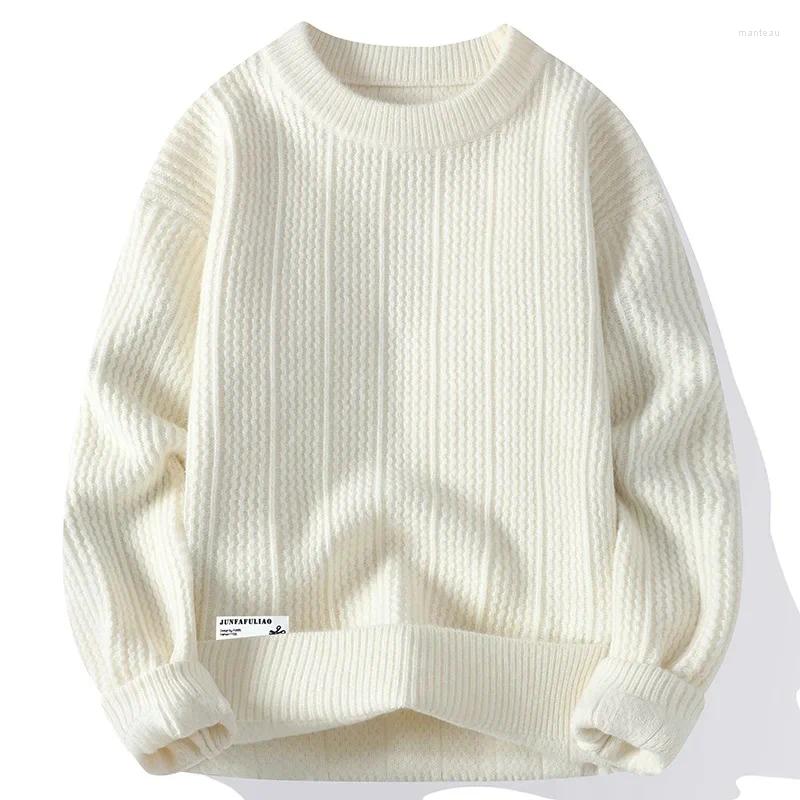 Men's Sweaters 2024 Autumn Knitted Sweater Base Layer Top Round Neck Home Casual Coat Line Clothes Sweatshirt