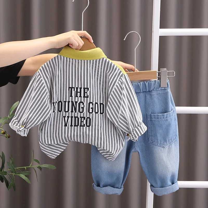 Clothing Sets Spring Causal Suit Baby Boys Girls Cartoon Strips Shirt Pants 2pcs/Set Children Clothing Kids Infant Sportswear 0-5 Years P33V