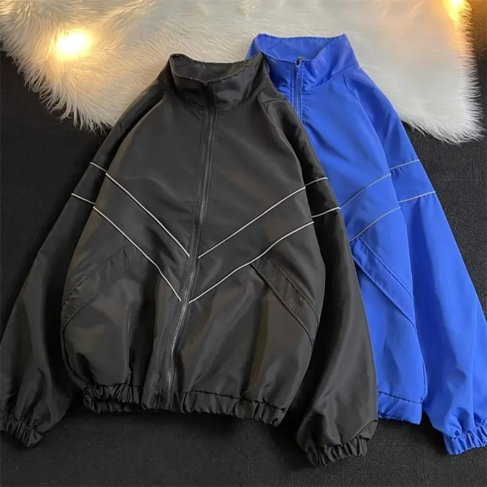 Men Jackets Streetwear Oversized Outdoor Jacket Male Autumn Trend Windbreak Coat Couple Fashion Loose Zipper All-match Tops 240704