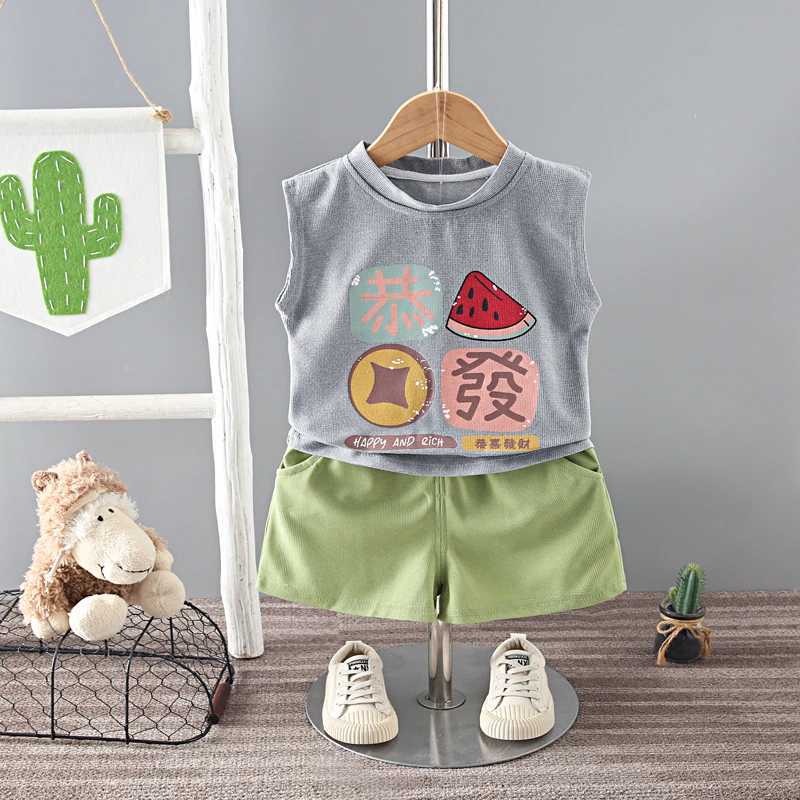 Clothing Sets New Summer Boys Fashion Children Vest Clothes Set Baby Girls Cotton Sleeveless T-shirts Shorts 2pcs Kids Casual Sport Suit