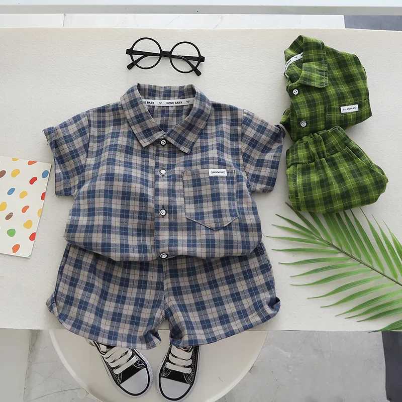 Clothing Sets Kids Clothes Baby Boy/Girl Plaid T-Shirt + Shorts Set Summer Clothing Fashion Casual Boys Tracksuit Children Baby Clothes Set