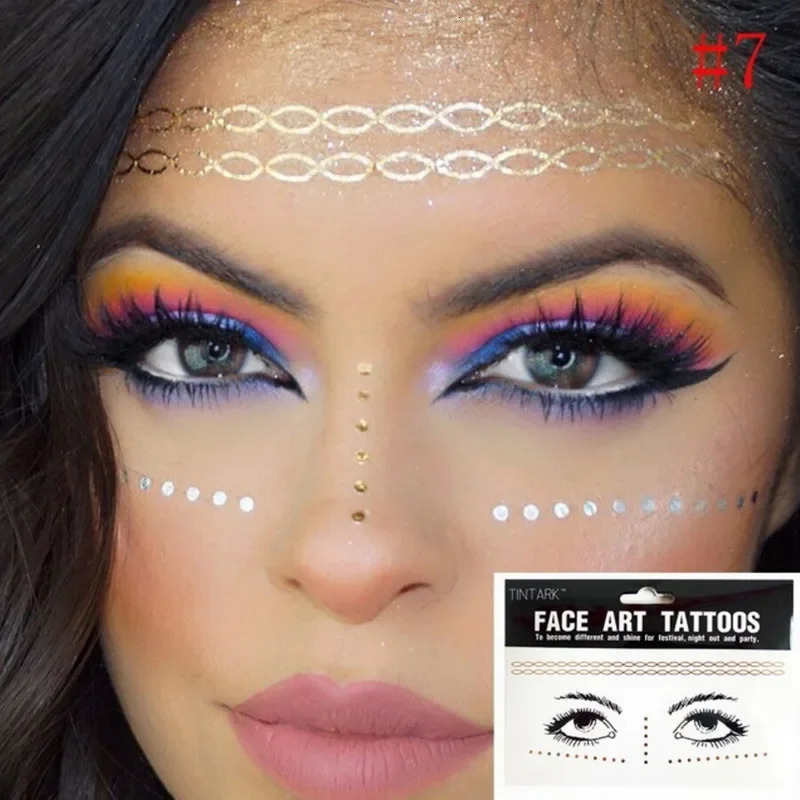 1 glittering tattoo waterproof star suffocation pattern freckles gold face tattoo sticker eye sticker bride tribe girl party body art 240705