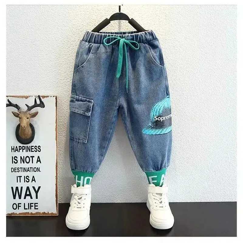 Clothing Sets Childrens Clothing Set Spring and Autumn Boys Baby Round Neck Sweater Pants Two Piece Fashion Jeans Set