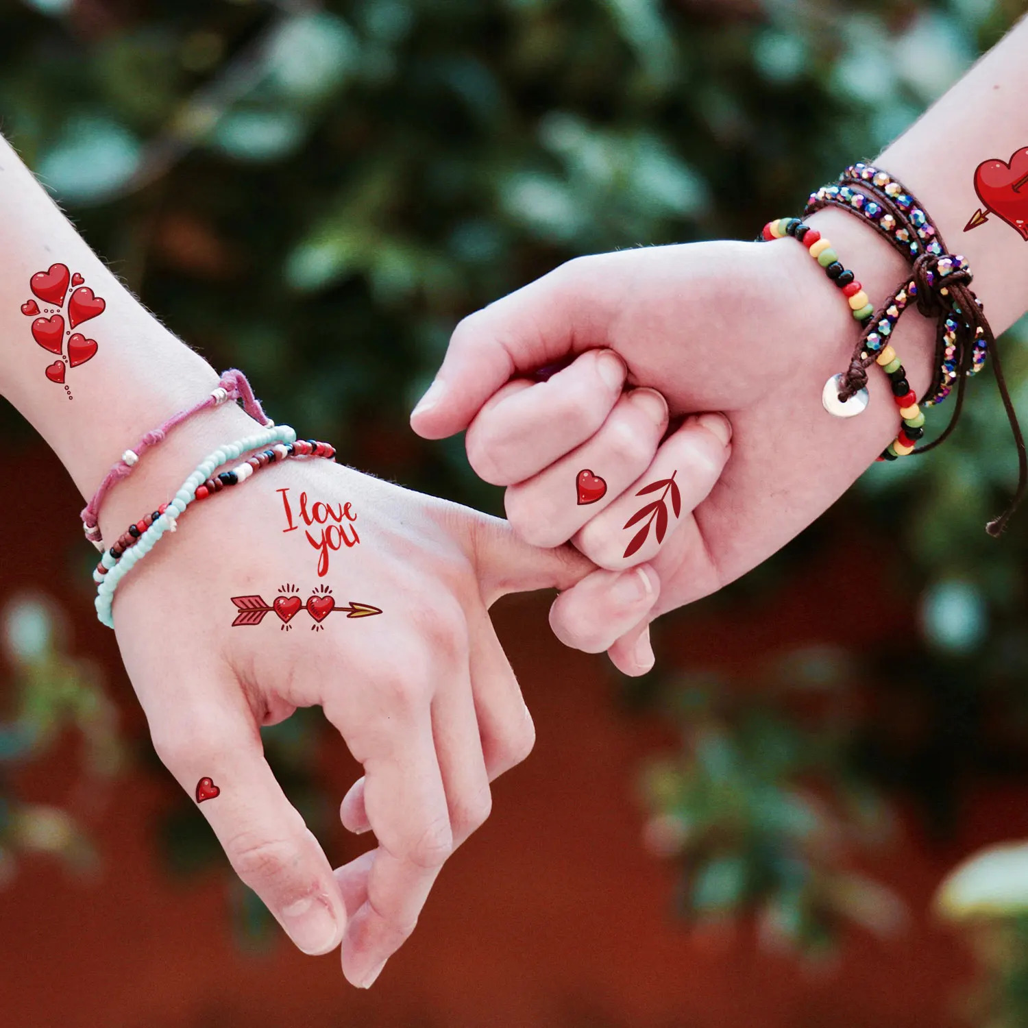 10 Valentines Day collection love letters heart-shaped cake gift patterns temporary tattoo stickers 240705