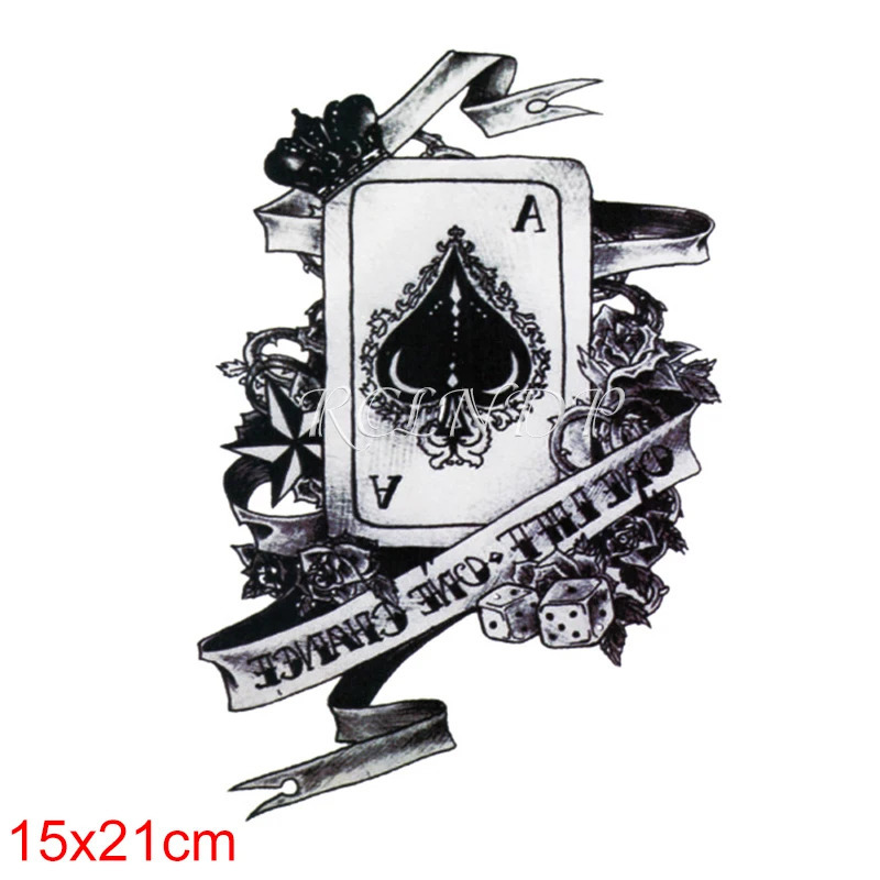 Waterproof Temporary Tattoo Sticker Playing Card Spades Creative Body Art Flash Tattoo False Tattoo Sticker 240705