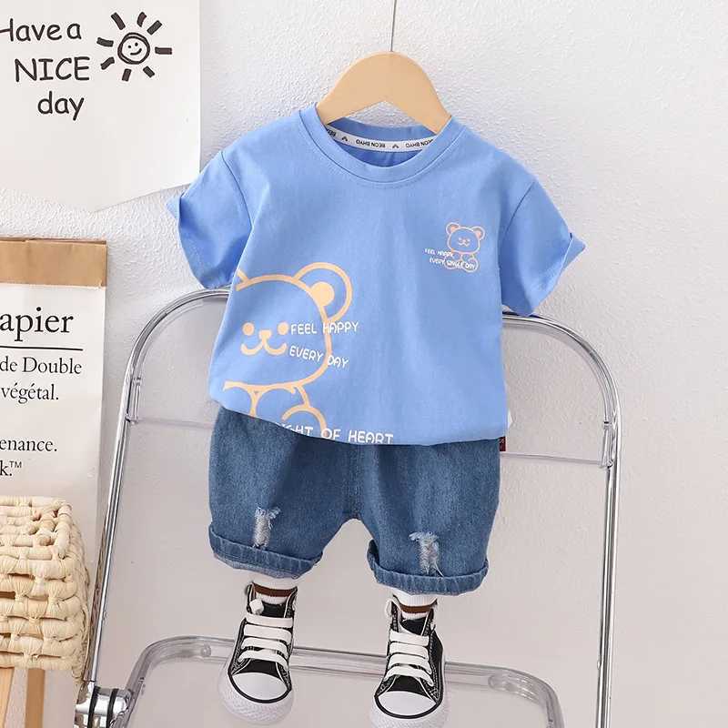 Clothing Sets New Summer Children Boys Cotton Clothes Kids Cartoon Bear Tshirt Shorts 2Pcs/Sets Toddler Fashion Tracksuit Infant Casual Outfit