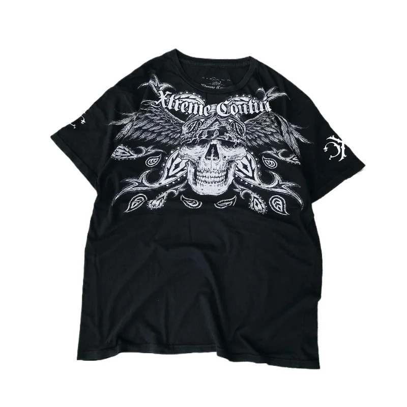 Street Pattern Print Summer Cotton T-shirt Men Y2K Harajuku Casual Loose Oversized Short Sleeved Couple Loose Tees 240626