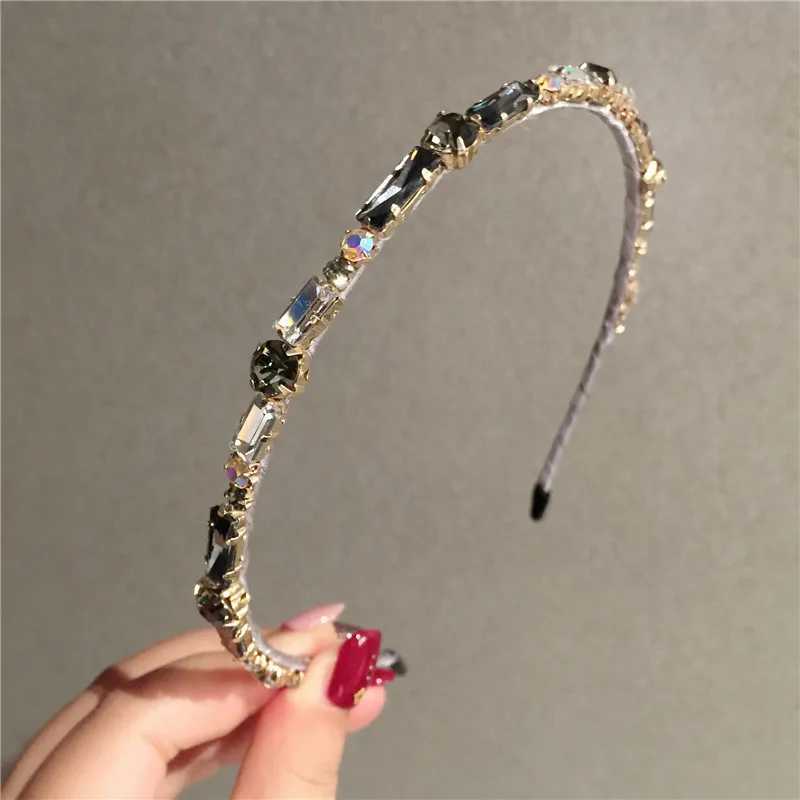 Headbands Thin Gorgeous Rhinestone Headband Jewelry Crown For Women Baroque High-end Shiny Square Crystal Headwear Bridals Hair Band Gifts