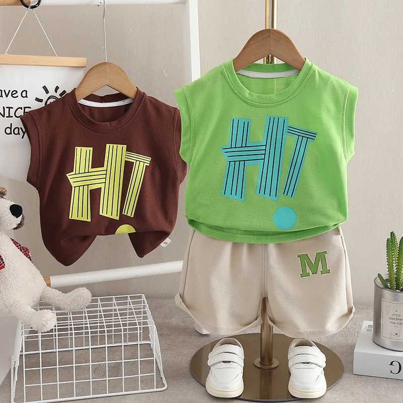 Clothing Sets New Summer Baby Boys Clothes Letter Vest Shorts 2Pcs/Sets Children Infant Outfits Toddler Casual Sports Costume Kids Tracksuits
