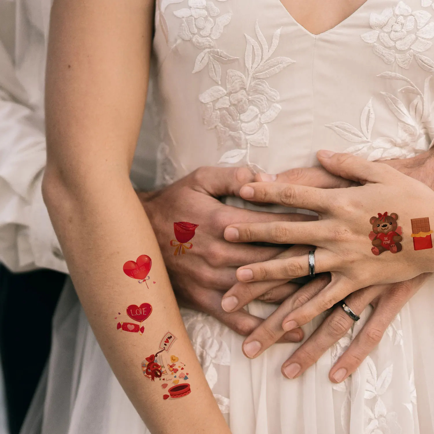 10 Valentines Day collection love letters heart-shaped cake gift patterns temporary tattoo stickers 240705