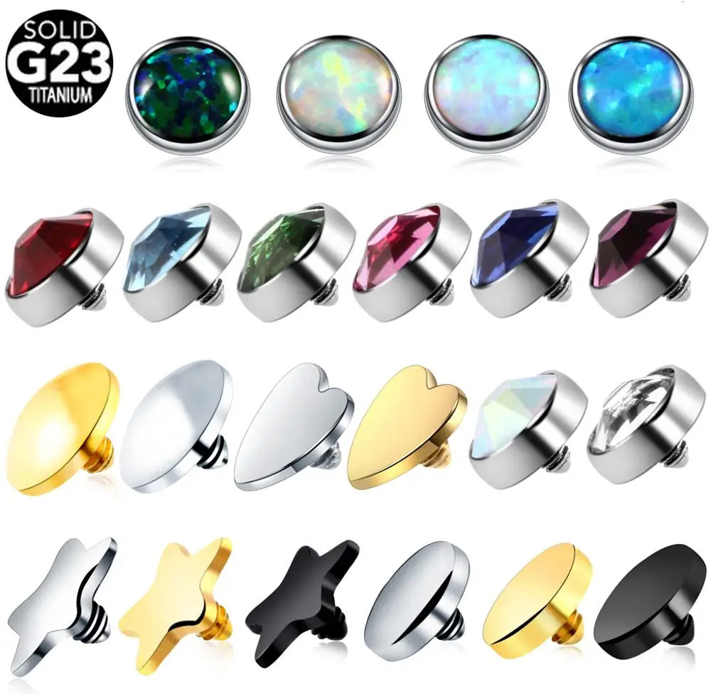 1 piece of tattoo skin anchor top micro skin head surface perforation CZ gemstone skin diver skin anchor body perforation jewelry 240705