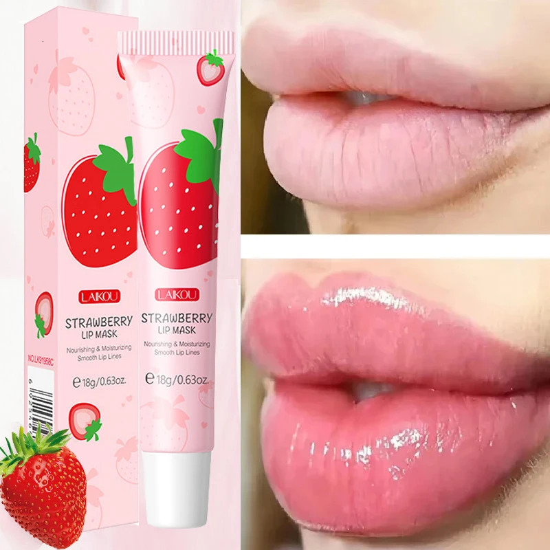 Strawberry Lip Mask Fade Lip Fines Dark Smoke Lip Balm Melanin Bleaching Serum Moisturizing Korean Cosmetics 240705