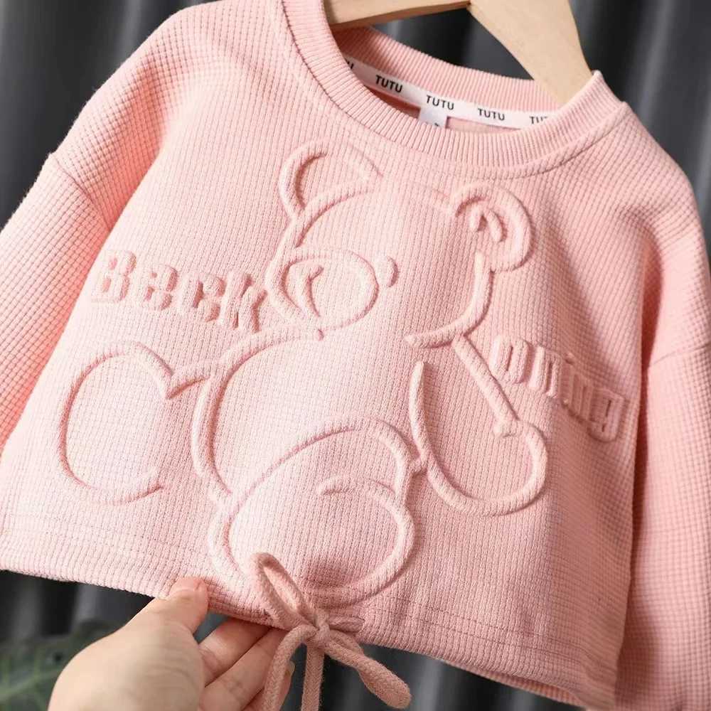 Clothing Sets Childrens Top and Bottom Clothes set 2-piece Spring and Autumn Suit Simple Casual Long-sleeved Top + Ankle Strap Loose Pants