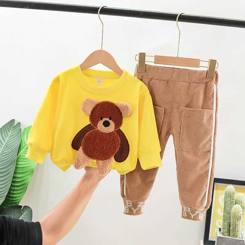 Clothing Sets Autumn Children Girls Clothing Set Cartoon Bear Pullover Sweater + Pants 2 Pcs Suit Fashion Toddler Kids Clothes Sport Outfits