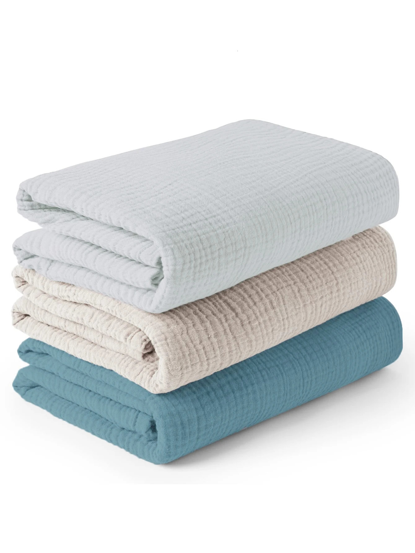 3PCSset Soft Breathable born Baby Receiving Blanket Muslin Swaddle Blankets 240703