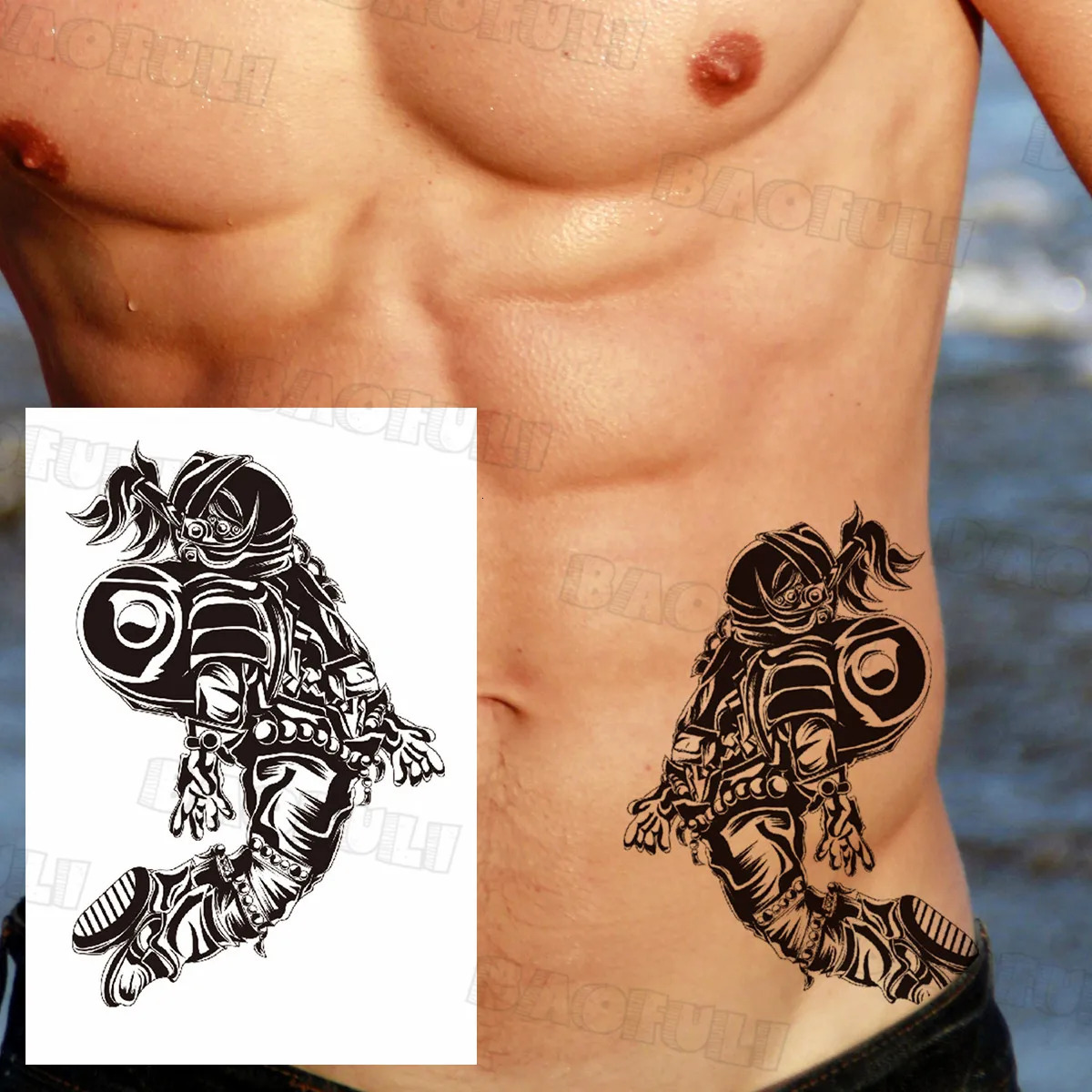 DIY Compass Anchor Temporary Tattoo Adult False Lion Tiger Dragon Astronaut Tattoo Sticker Unique Waterproof Tattoo 240705