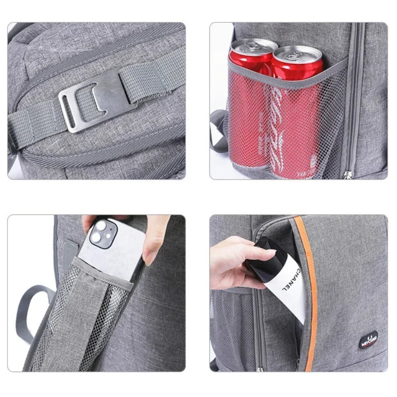 24L Outdoor Cooler Bag Thermal Backpack Insulated Picnic Lunch Bag Camping Food Drink Refrigerator Bag Leakproof Travel Backpack 240703