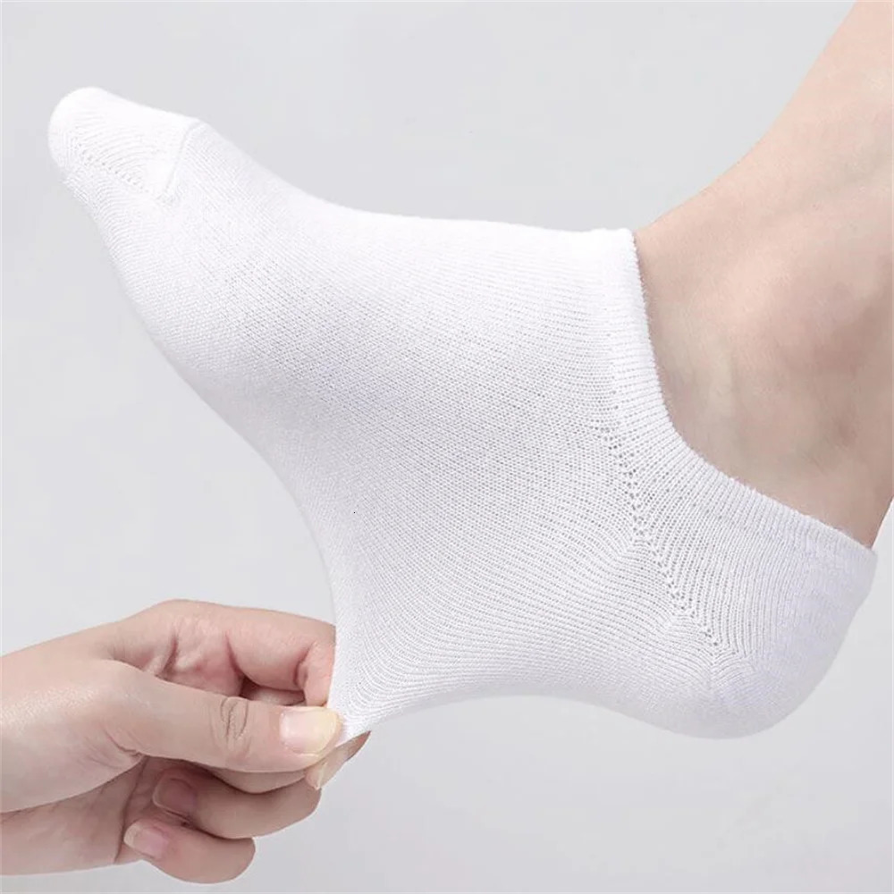 5 Pairs Classic Solid Color Low Tube Mens Cotton Socks Summer Thin Invisible Short Ankle Socks Black/White/Gray 240703