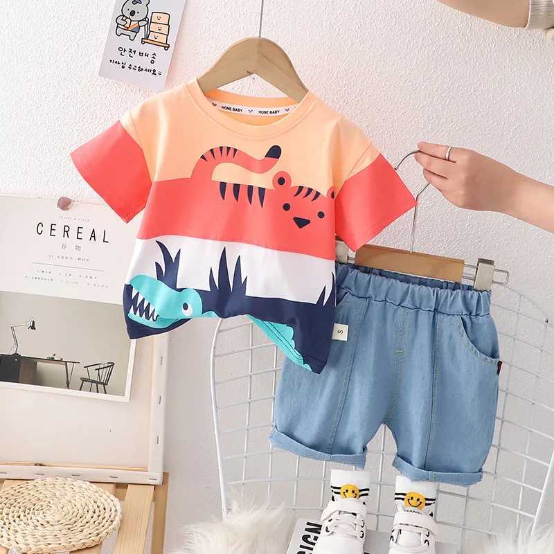 Clothing Sets 2023 Summer Baby Boys Girls Cotton Clothing Sets Children Fashion Cartoon T Shirt + Shorts Suit Toddle Kids Infant Casual Outfit