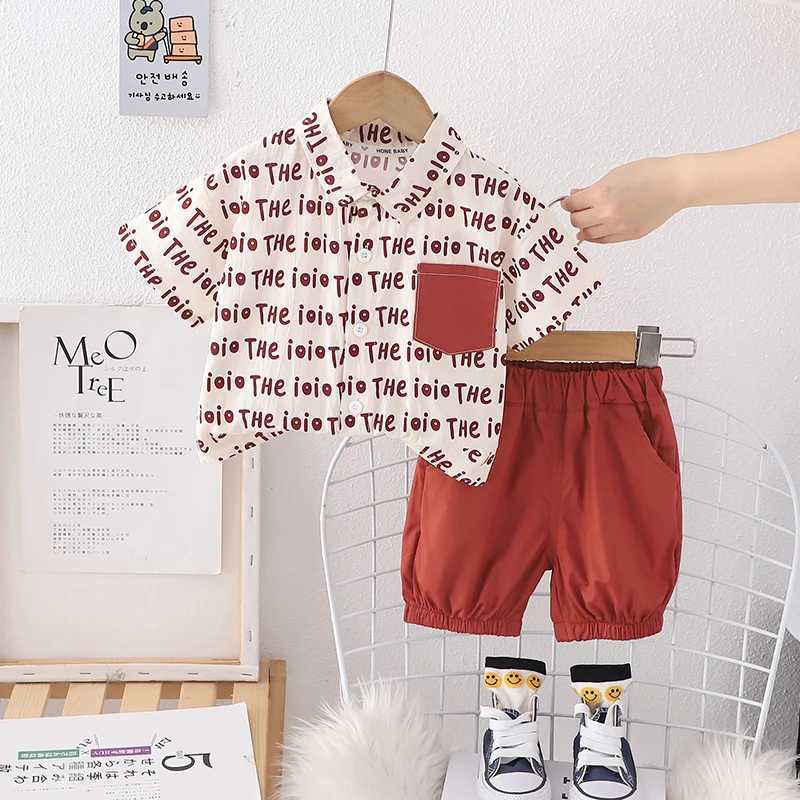 Clothing Sets Children Baby Clothes Suit Summer Kids Boys Girls Full Printe Letter Shirt Shorts 2Pcs/Set Toddler Casual Clothing 0-5 Years