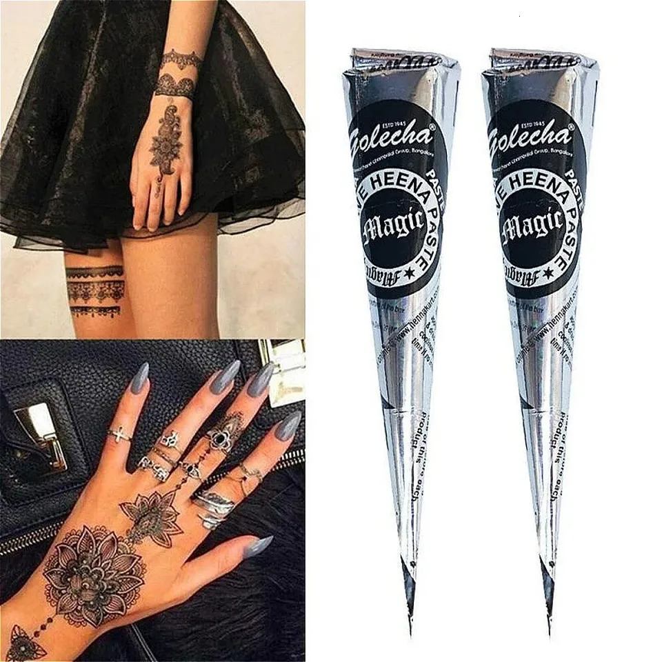 nail pattern body cream in black and red natural temporary henna cone India temporary DIY tattoo stickers body stickers arm paint cone 240705