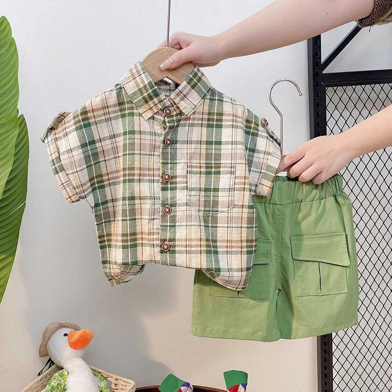 Clothing Sets Boys Clothing Sets Summer Infant Clothes Children Plaid Lapel Shirt Shorts 2Pcs Outfits Toddler Fashion Costume Kids Tracksuit