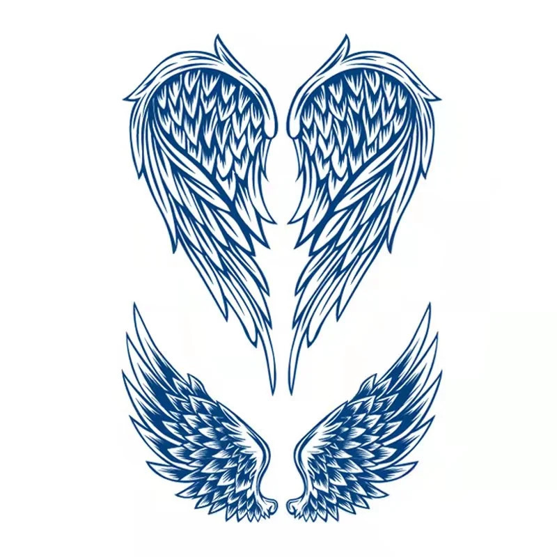 Neck Wing Herbal Juice Tattoo Sticker Semi anent Large Image Waterproof and Durable False Tattoo Art Cool Male and Female Tattoos 240705