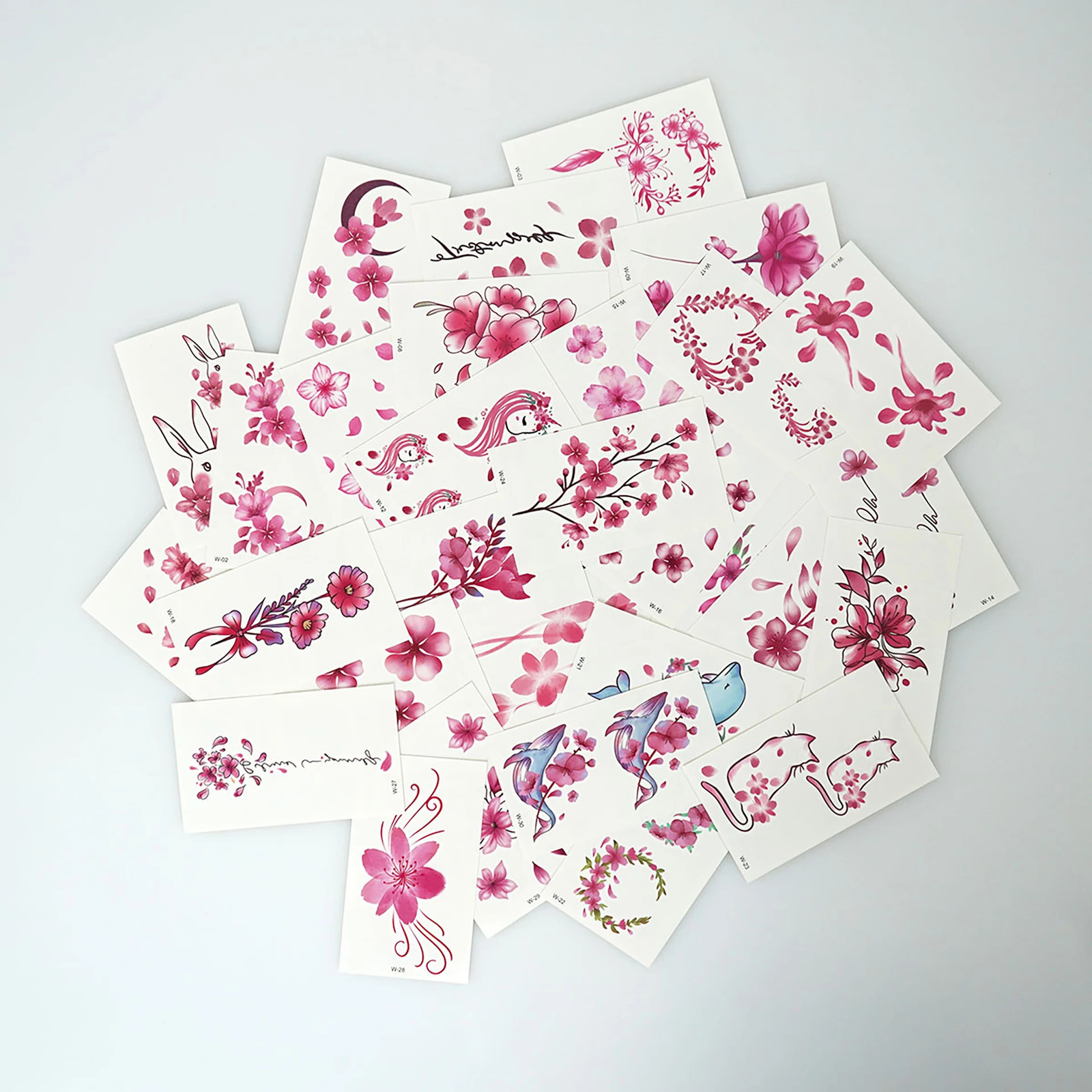 30 temporary tattoo stickers with cherry blossom patterns 240705
