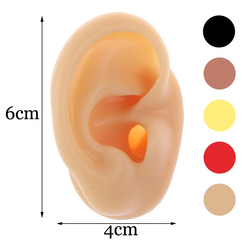 Soft silicone ear model tattoo jewelry practice perforation tool earring display model body teaching props can be reused 240705
