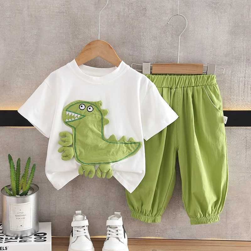 Clothing Sets Summer Baby Boys Clothes Sets Fashion Dinosaur Print T-shirts + Shorts Suits Outfits Children Boys Cartoon Clothing Sets