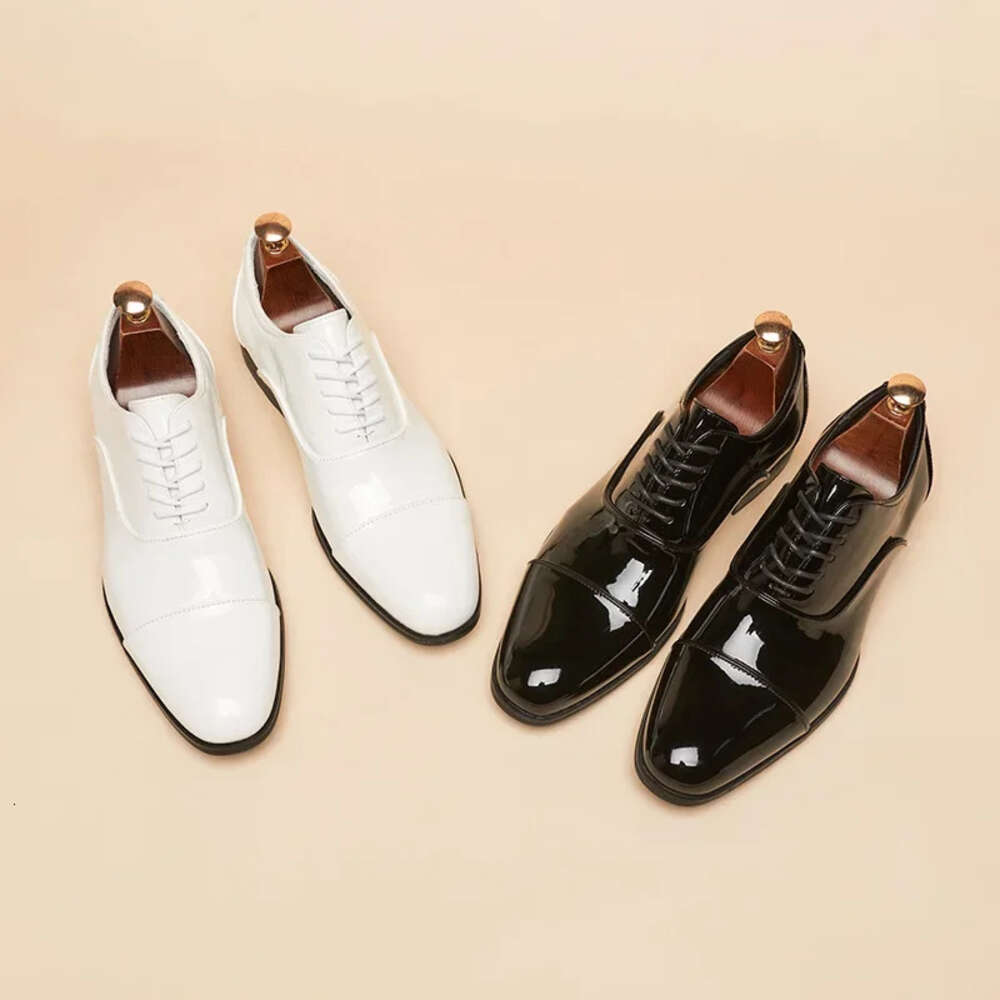 Classic Patent Men Glossy Leather Shoe Man Formal Business Office Lace Up Wedding Shoes Plus Big Size 38-49