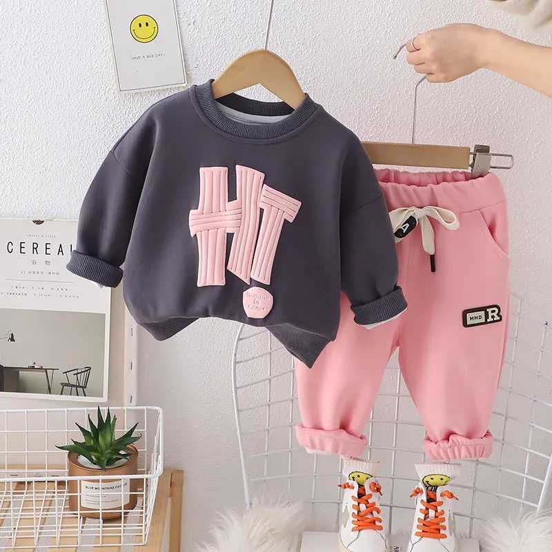 Clothing Sets 2024 Spring Autumn Baby Boys Clothing Sets Children Cotton Letters Sweatshirts Pants 2Pcs Suit For 1-5 Years Kids Casual Outfits