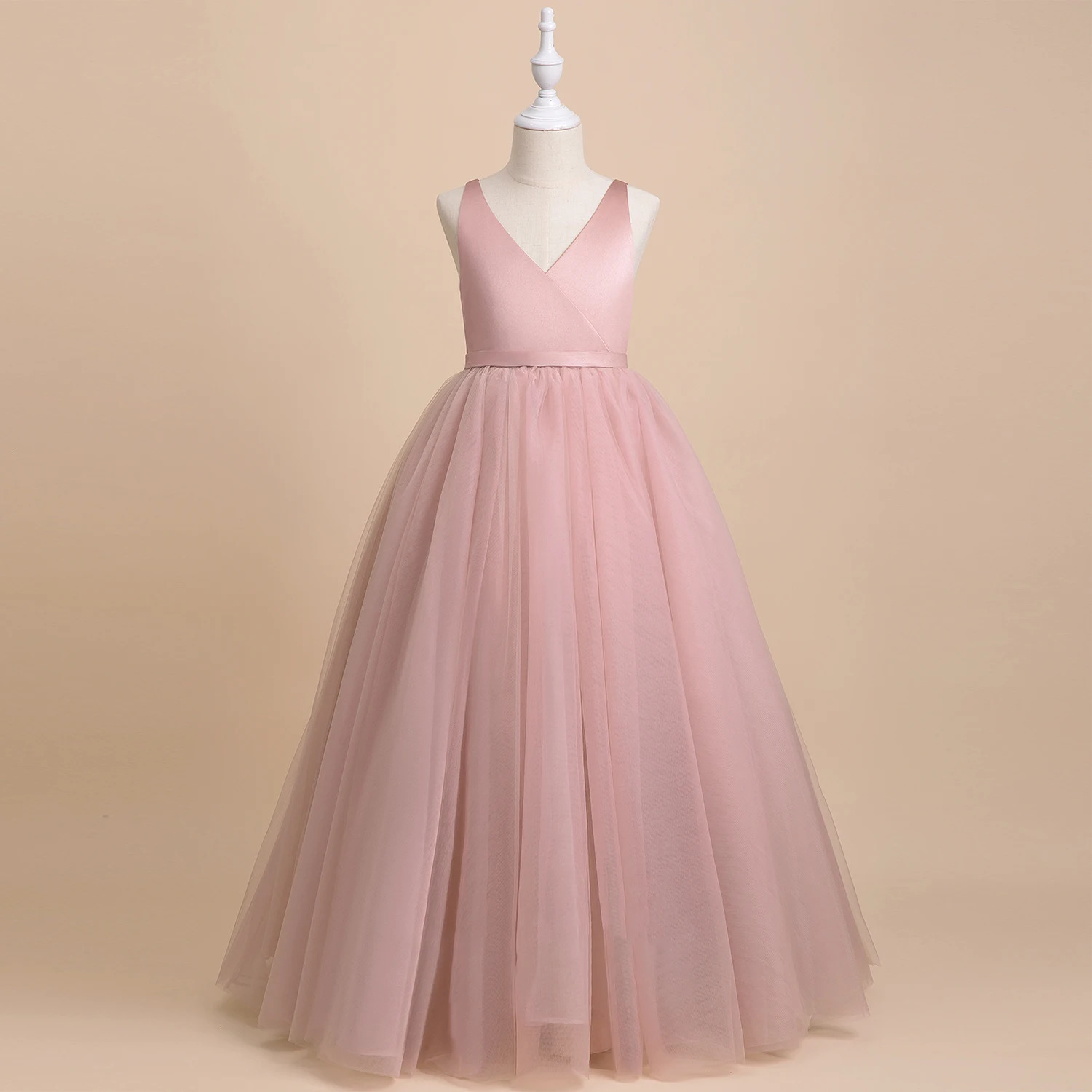 Elegant Girls Big Bow Dress Teen Girl White First Communion Ceremony Long Robe Clothing Kids Bridesmild Wedding V-Neck Vestidos 240704