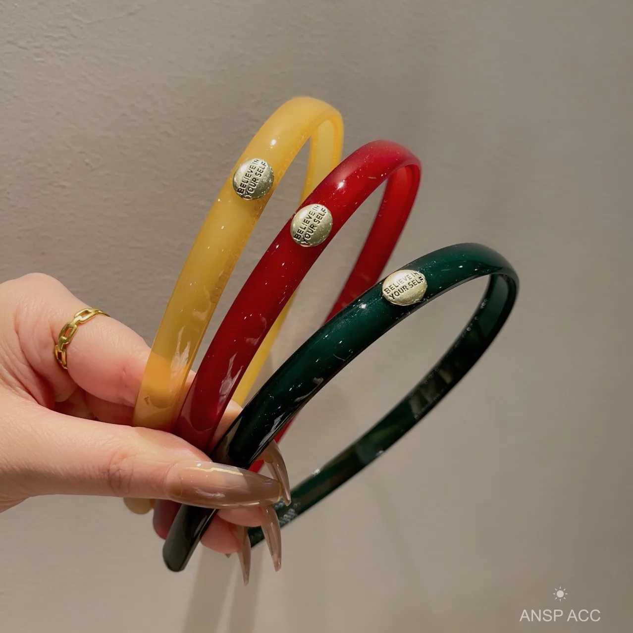 Headbands Gold Label Acrylic Korean Hair Accessories Boutique Multi-coloured Acetate Plastic Hair Hoops for Women Simple Popular Headbands