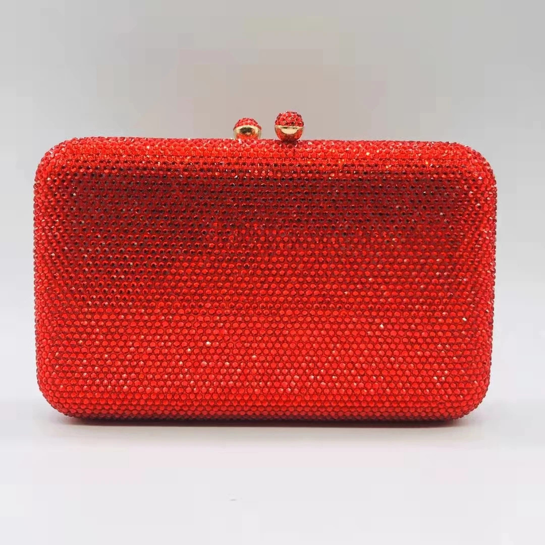 XIYUAN Pink Black Orange Silver Solid Crystal Clutch Wallet Womens Diamond Wedding Dinner Handbag Stone Birthday Night Bag 240704