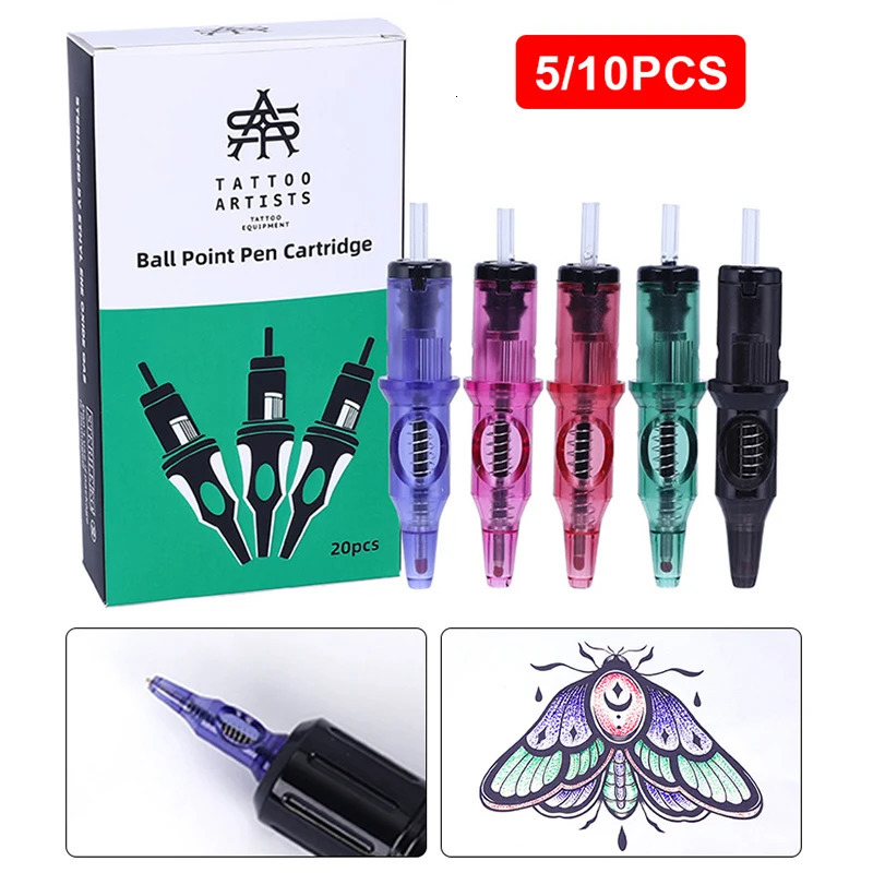 5/10 dots tattoo ink cartridge needles 5 colors practical stroke used for car tattoo pen holder ink cartridge supplies 240705