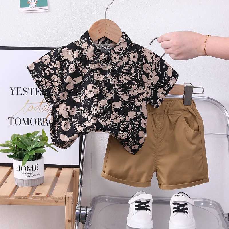 Clothing Sets New Summer Baby Clothes Suit Children Boy Flower Full Print Shirt Shorts 2Pcs/Sets Infant Casual Outfits Toddler Kids Tracksuits