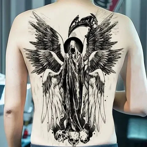 Angel Demon Wing Tattoo Female Punk Back Art Temporary Tattoo Waterproof False Tattoo Durable Gothic Tattoo Sticker 240705